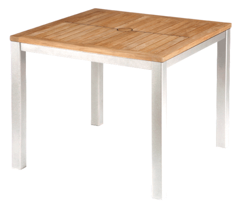 Aura 90cm Dining Table (Arctic White frame/Teak top)