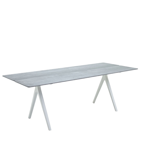 Split 92cm x 220cm Dining Table With Ceramic Top And White Frame